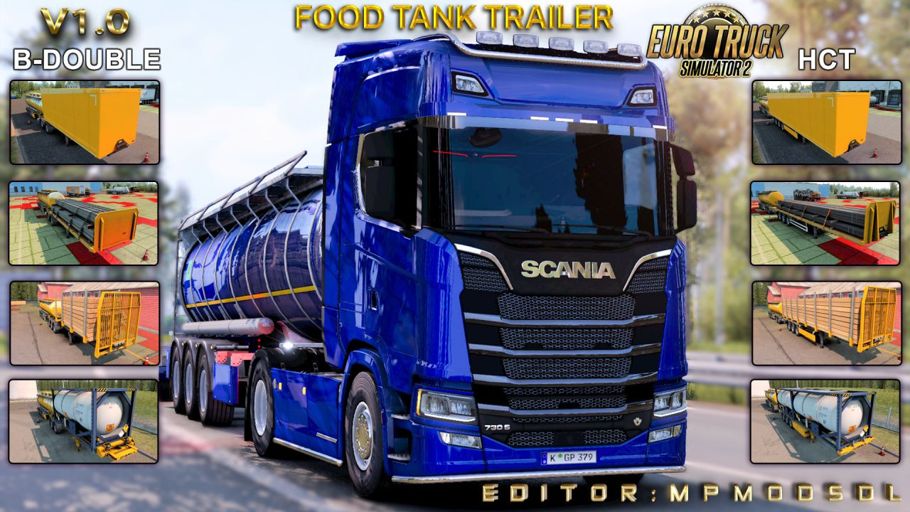 Food Tank B-Double And HCT Trailer Mod For ETS2 Multiplayer (No DLC)